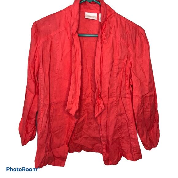 Chico’s Coral 100% Linen Open Front Cardigan - Picture 1 of 8